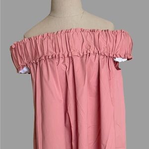 HATCH Coral/Peach Off-Shoulder Short Dress
